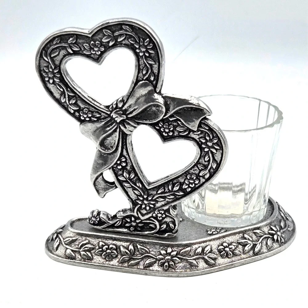 Metal Pewter Heart‎ Shaped Tea Light Candle Holder by Carson Statesmetal VINTAGE